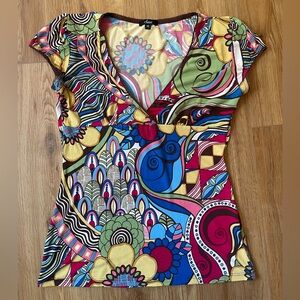 Selé y2k multicolor paisley print babydoll top
